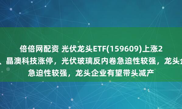 倍倍网配资 光伏龙头ETF(159609)上涨2.17%，协鑫集成、晶澳科技涨停，光伏玻璃反内卷急迫性较强，龙头企业有望带头减产